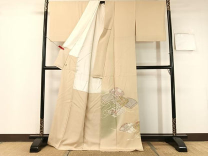 平和屋着物●豪華色留袖 駒刺繍 文箱花文 暈し染め 金彩 正絹 逸品 CABB5041vp