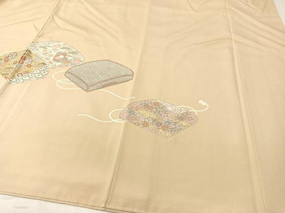 平和屋着物●豪華色留袖 駒刺繍 文箱花文 暈し染め 金彩 正絹 逸品 CABB5041vp