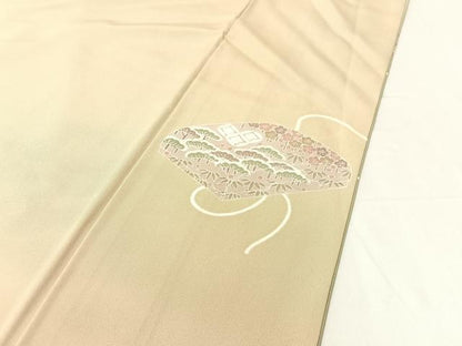 平和屋着物●豪華色留袖 駒刺繍 文箱花文 暈し染め 金彩 正絹 逸品 CABB5041vp
