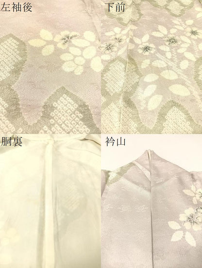 平和屋着物●訪問着　絞り　舞花文　正絹　逸品　CABB5042vp