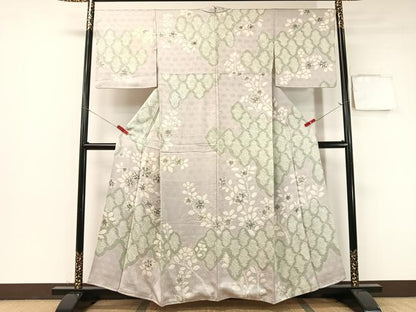 平和屋着物●訪問着　絞り　舞花文　正絹　逸品　CABB5042vp