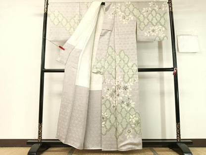 平和屋着物●訪問着　絞り　舞花文　正絹　逸品　CABB5042vp