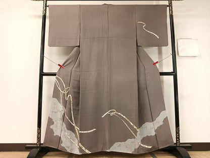 平和屋着物●訪問着 駒刺繍 鬘帯鹿の子花文 金彩 正絹 逸品 CABB5043vp