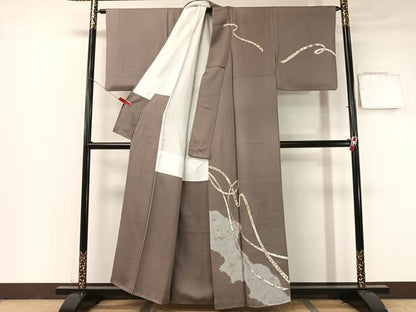 平和屋着物●訪問着 駒刺繍 鬘帯鹿の子花文 金彩 正絹 逸品 CABB5043vp