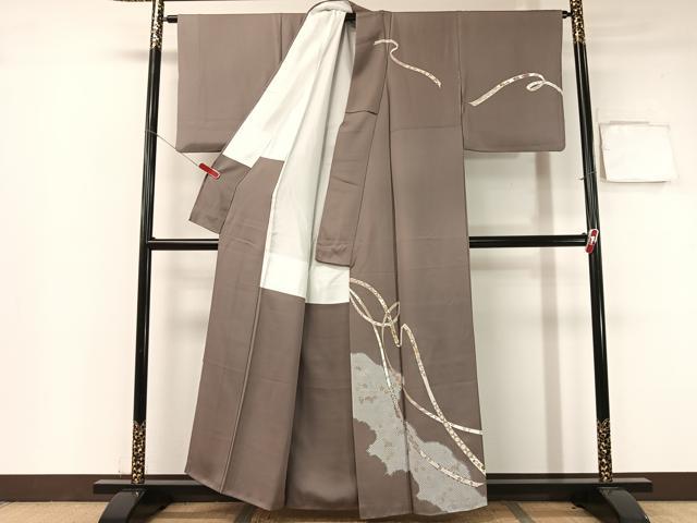 平和屋着物●訪問着 駒刺繍 鬘帯鹿の子花文 金彩 正絹 逸品 CABB5043vp
