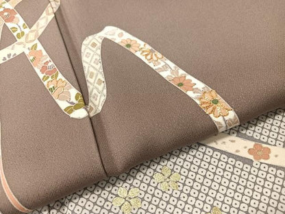 平和屋着物●訪問着 駒刺繍 鬘帯鹿の子花文 金彩 正絹 逸品 CABB5043vp