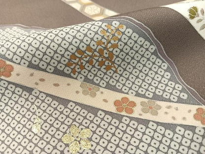 平和屋着物●訪問着 駒刺繍 鬘帯鹿の子花文 金彩 正絹 逸品 CABB5043vp