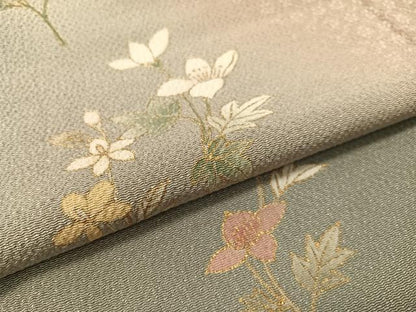 平和屋着物●訪問着 草花文 暈し染め 金彩 鬼しぼ縮緬 正絹 逸品 CABB5045vp