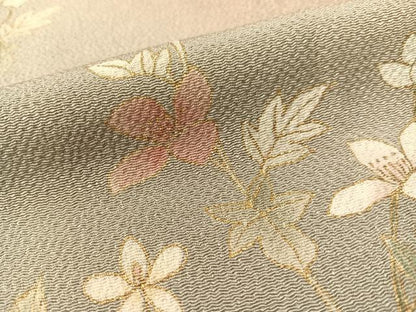 平和屋着物●訪問着 草花文 暈し染め 金彩 鬼しぼ縮緬 正絹 逸品 CABB5045vp