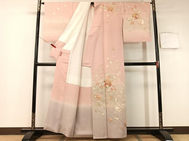 平和屋着物●訪問着 雪輪枝花文 暈し染め 金彩 正絹 逸品 CABB5048vp