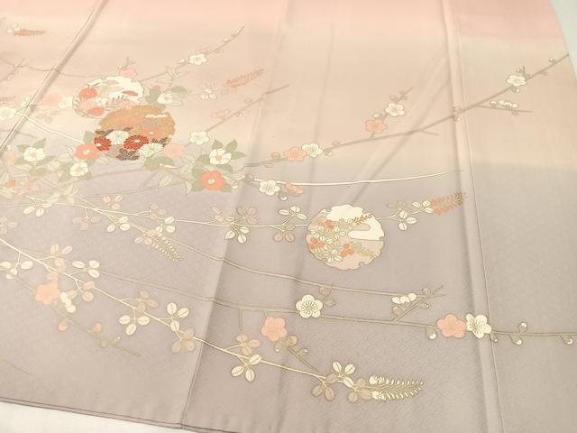 平和屋着物●訪問着 雪輪枝花文 暈し染め 金彩 正絹 逸品 CABB5048vp