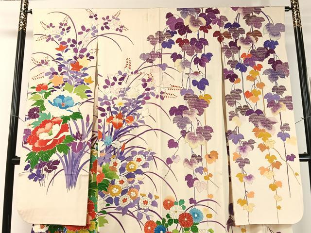 平和屋着物●豪華振袖　駒刺繍　花車文　金彩　正絹　逸品　CABB5049vp