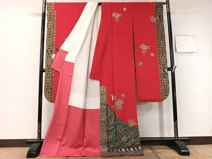 平和屋着物●英王室献上友禅作家 木下勝功 振袖 吉祥花文 暈し染め 金銀彩 正絹 逸品 CABB5051vp