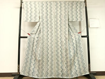 平和屋着物●上質な小紋 総絞り よろけ縞 正絹 逸品 CABB5055vp