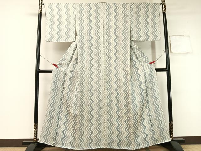 平和屋着物●上質な小紋 総絞り よろけ縞 正絹 逸品 CABB5055vp