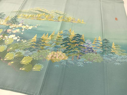 平和屋着物●十日町友禅作家 阿部佳雪 色留袖 風景文 正絹 逸品 CABB5056vp