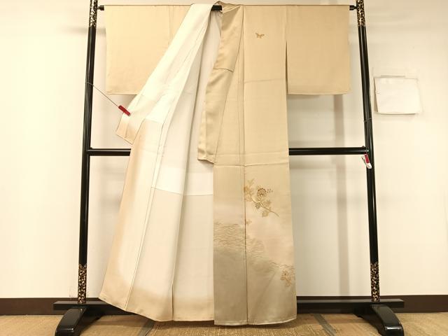 平和屋着物●訪問着 竹屋町刺繍 更紗花蝶文 暈し染め 金彩 正絹 逸品 CABB5058vp