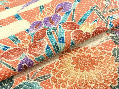 平和屋着物●名門　藤娘きぬたや・総絞り　振袖　重ね山霞花鳥文　正絹　逸品　CABB5059vp