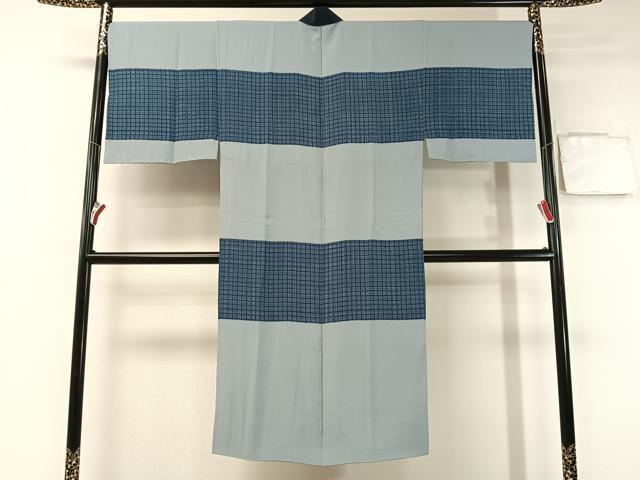 平和屋着物●男性 紬・羽織・長襦袢セット 着物：灰色 羽織：墨色 正絹 逸品 CABB5060vp