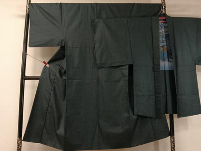 平和屋着物●男性 紬 アンサンブル 100亀甲 総詰め 正絹 逸品 CABB5064vp