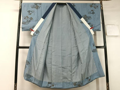 平和屋着物●男性 紬・ひげ紬羽織・長襦袢セット 武将 米沢 美鈴織 留紺色 証紙付き 正絹 逸品 未使用 CABB5067vp