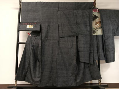 平和屋着物●男性　本場大島紬　アンサンブル　久野工場特製　絣文様　証紙付き　正絹　逸品　CABB5068vp