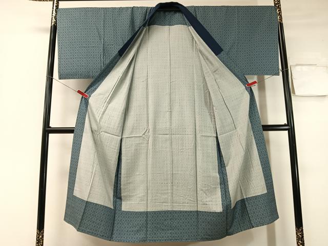平和屋着物●男性　紬　アンサンブル　長襦袢セット　留紺色　正絹　逸品　CABB5069vp