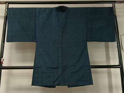 平和屋着物●男性　紬　アンサンブル　長襦袢セット　留紺色　正絹　逸品　CABB5069vp
