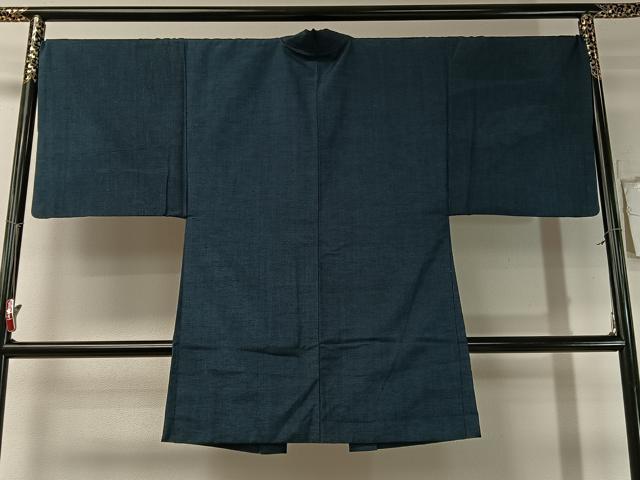 平和屋着物●男性　紬　アンサンブル　長襦袢セット　留紺色　正絹　逸品　CABB5069vp