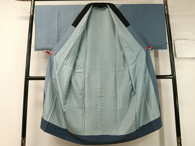 平和屋着物●男性　紬・ひげ紬羽織・長襦袢セット　濃藍色　正絹　逸品　CABB5070vp