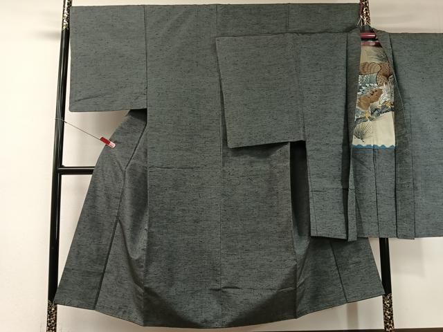 平和屋着物●男性　ひげ紬　アンサンブル　藍墨茶色　正絹　逸品　CABB5073vp