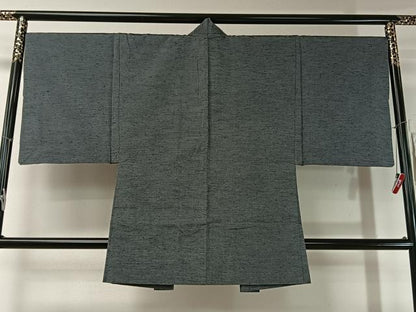 平和屋着物●男性　ひげ紬　アンサンブル　藍墨茶色　正絹　逸品　CABB5073vp