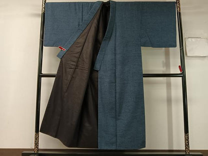 平和屋着物●男性　紬　アンサンブル　網代織　正絹　逸品　CABB5074vp
