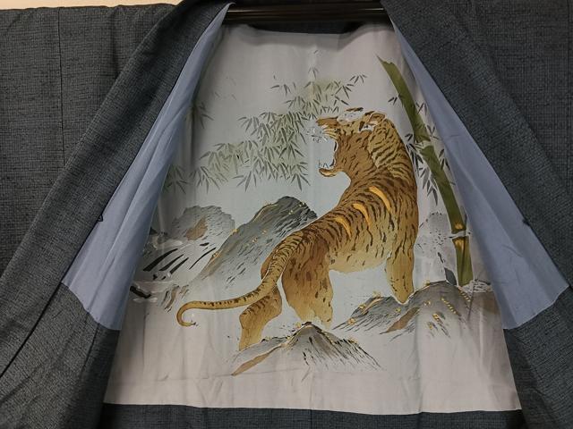 平和屋着物○男性 紬 アンサンブル 網代織 正絹 逸品 CABB5074vp