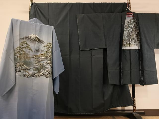 平和屋着物●男性　本場大島紬　アンサンブル　長襦袢セット　80亀甲　総詰め　キングサイズ　正絹　逸品　未使用　CABB5075vp