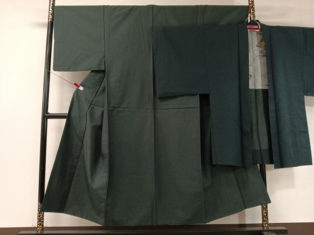 平和屋着物●男性　紬・羽織セット　着物：百入茶色　羽織：黒緑色　正絹　逸品　CABB5076vp 平和屋着物○男性 紬・羽織セット 着物：百入茶色 羽織：黒緑色 正絹