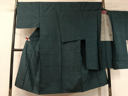 平和屋着物●男性　紬・ひげ紬羽織セット　褐返色　正絹　逸品　CABB5082vp
