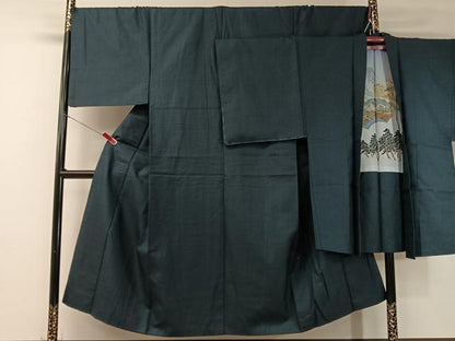 平和屋着物●男性　紬　アンサンブル　100亀甲　総詰め　正絹　逸品　未使用　CABB5089vp
