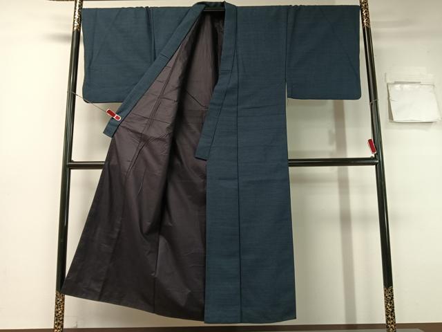 平和屋着物●男性　お召　アンサンブル　長襦袢セット　80亀甲　総詰め　正絹　逸品　CABB5091vp