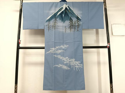 平和屋着物●男性　お召　アンサンブル　長襦袢セット　80亀甲　総詰め　正絹　逸品　CABB5091vp