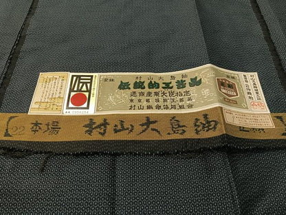 平和屋着物●男性　本場村山大島紬　アンサンブル　80亀甲　総詰め　証紙付き　正絹　逸品　CABB5092vp