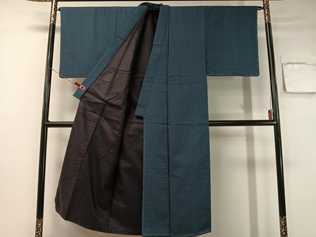 平和屋着物○男性 お召 アンサンブル 100亀甲 総詰め 正絹 逸品 未使用
