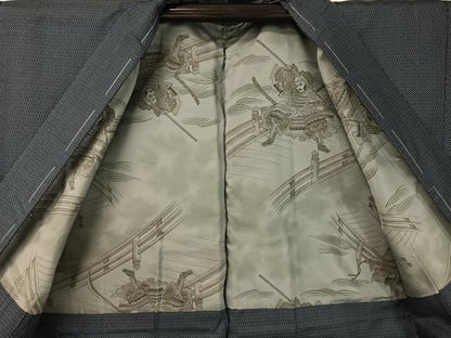 平和屋着物●男性　お召　アンサンブル　100亀甲　総詰め　正絹　逸品　未使用　CABB5093vp