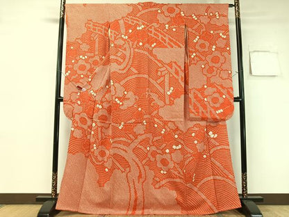 平和屋着物●豪華振袖　総絞り　枝梅文　正絹　逸品　CABB5095vp