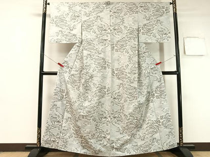 平和屋着物●本場大島紬　白大島　9マルキ　雪景色　正絹　逸品　未使用　CABB5096vp