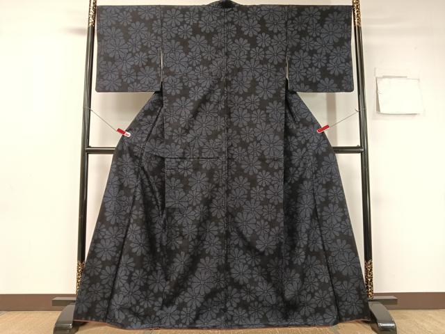 平和屋着物●結城紬　80亀甲　菊尽くし　正絹　逸品　CABB5097vp 平和屋着物○結城紬 80亀甲 菊尽くし 正絹 逸品 CABB5097vp