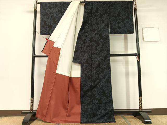 平和屋着物●結城紬　80亀甲　菊尽くし　正絹　逸品　CABB5097vp 平和屋着物○結城紬 80亀甲 菊尽くし 正絹 逸品 CABB5097vp