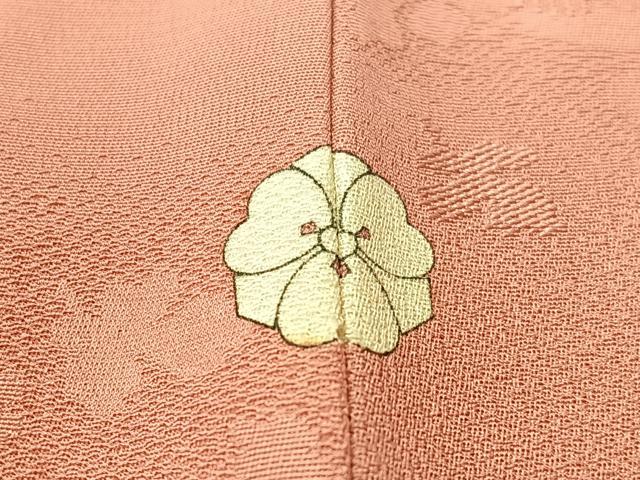 平和屋着物●上質な色無地　舞葉地紋　退紅色　正絹　逸品　CABB5100vp 平和屋着物○上質な色無地 舞葉地紋 退紅色 正絹 逸品 CABB5100vp