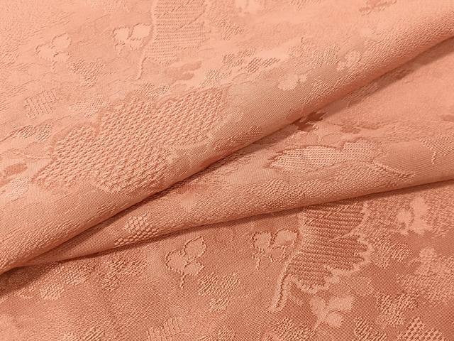平和屋着物●上質な色無地　舞葉地紋　退紅色　正絹　逸品　CABB5100vp