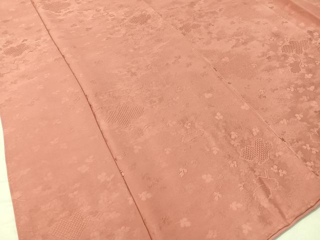 平和屋着物●上質な色無地　舞葉地紋　退紅色　正絹　逸品　CABB5100vp 平和屋着物○上質な色無地 舞葉地紋 退紅色 正絹 逸品 CABB5100vp